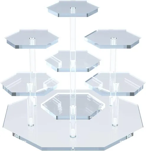 7-Tier Acrylic Display Stand for Cupcakes Perfume Desserts Figurines, Transparent