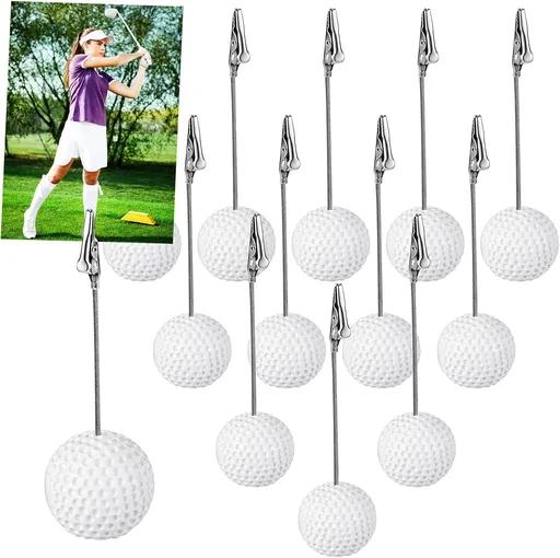 12 Piece Memo Card Holders Sports Ball Base Design Sturdy Resin Table Number Clips for Office Wedding Party Events Decoration
