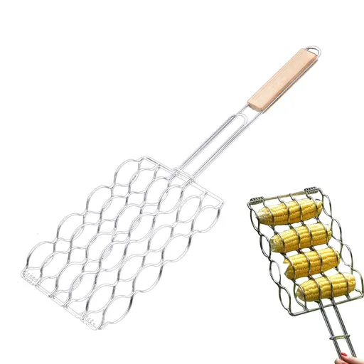 BBQ Grilling Accessories, Portable Barbecue Grilling Basket Corn on the Cob Grill Basket, for Grilling Outdoor Camping Cooking Fish Grilling Basket Tool