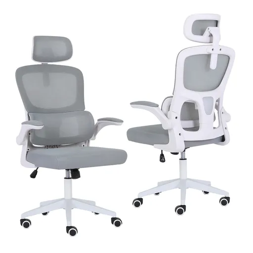 Work Office Chair - Lumber Support, Flip-up Armrest, Adjustable Headrest SITIO - GREY