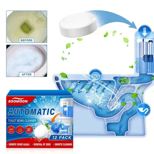 Toilet Cleaning Tablets 12PCS 30 Days Long Lasting Bleach Deodorizer, Remove Limescale Rust Odor for Household Bathroom Sanitation Cleaning Supplies
