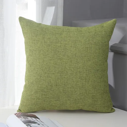 Le Su Cotton Linen Cushion Solid Color with Core 16# grass green 40*40-pillowcase 420g thick pillow core