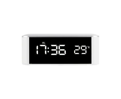 Digital Alarm Clock Precise 12/24 Hour Temperature Display Large Screen Smart LED Clock Bedside Digital Alarm Clock for Home-White