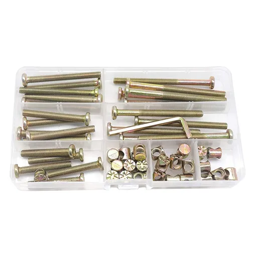 Plated Screws and Screws Replacement Parts Furniture Socket Head Screws for Furniture Cots Beds Crib Nut Assortment Sets for Bed Frame,Furniture,Chairs and Cabinets One Size Gold
