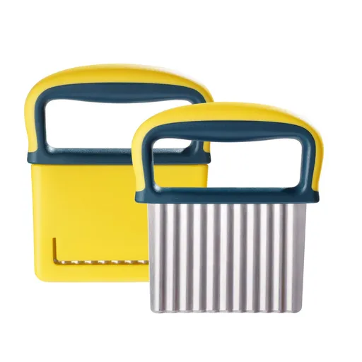 2pc Crinkle Cutter with Wavy Crinkle Cutting Tool Potato Cutter Veggie Chopper Veggie Slicer Fruit Vegetable Slicer