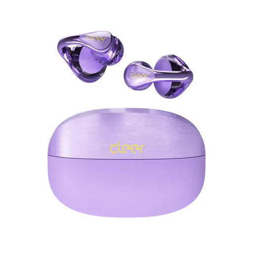 Cleer Bridge Clip On Open Ear Bluetooth Earbuds, Dolby Spatial Audio,purple