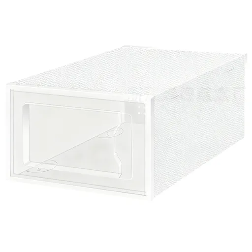 2-Pack White Clear Stackable Shoe Storage Organizer Boxes - Durable Plastic Sneaker Display and Closet Storage Containers with Magnetic Drop Front