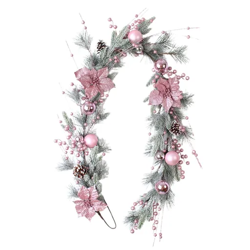 Artificial Xmas Decor Flower and Pine Needles Artificial Xmas Hanging Decor for Home Rattan