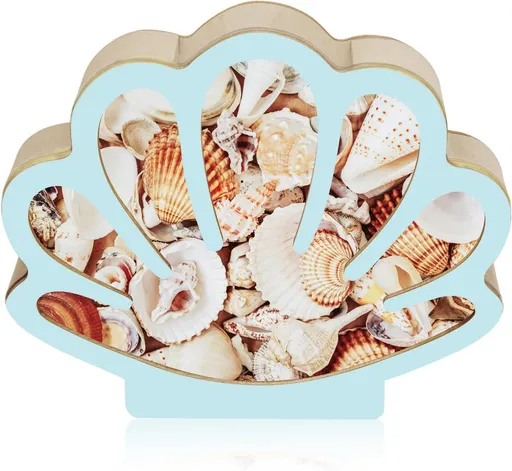 Wooden Seashell Display Box, Blue Coastal Storage and Decorative Organiser for Shell Collections, Home Decor, Bedrooms and Gift Giving