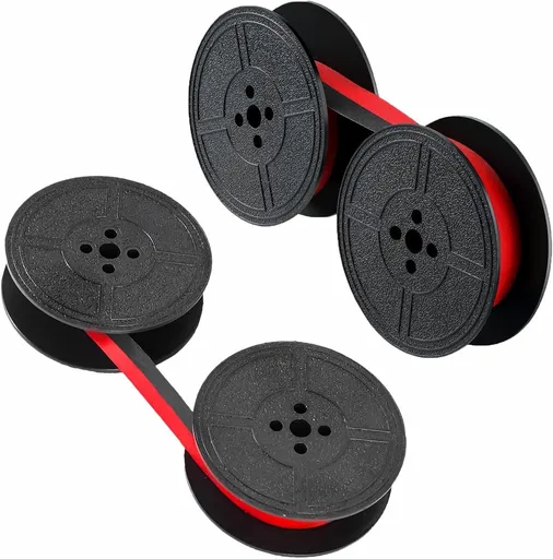 2 pairs - universal typewriter ribbons - typewriter ribbons - with double spool - double spool ribbon - typewriter ink ribbon - vintage typewriter ribbon replacement - replacement pack - for most typewriters - typewriter accessories - black and red