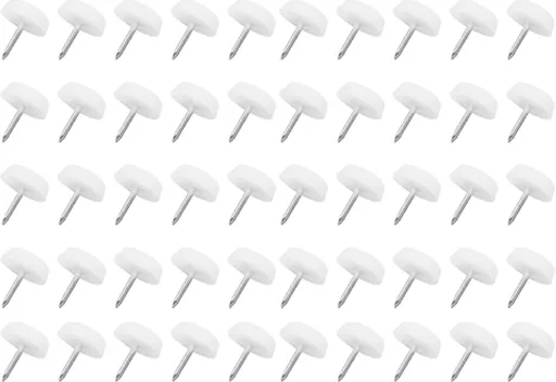 50 pieces - Chair leg protectors - Floor gliders - Floor protector - Chair leg protectors - Furniture gliders - with nail - 20mm - for table chair legs - white - plastic - Round - Floor and furniture protection - Chair parts - Anti-scratch