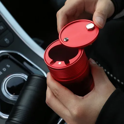 Car Ashtray, Portable Auto Ashtray with Rotating Lid, Mini Car Trash Can Smokeless Ashtray Detachable Full Washable(Black)