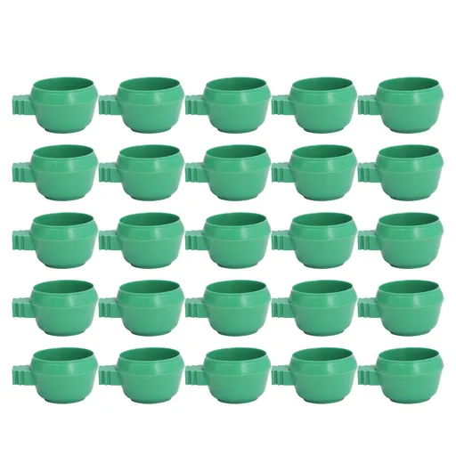 25Pcs Mini Bird Parrots Food Water Bowl Inlay Installation Round Green Parrots Small Food Water Bowl for Farms Home S