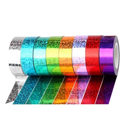 8 Rolls Assorted Color Shiny Craft Tapes for Wrapping, Scrapbooking, Handmade Projects, Decorative Packing Bands