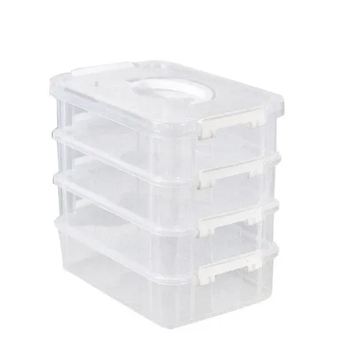 4Layer Storage Organizer Box Multi Compartment Storage Container for Home Office - White
