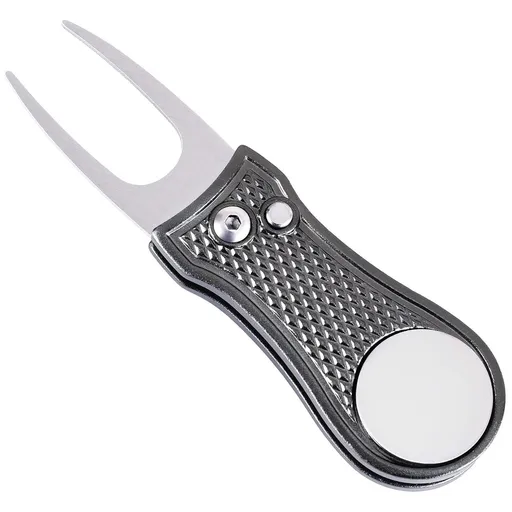 Stainless Steel Golf Green Fork Turf Repair Tool for Lawn Care and Divot Maintenance - Gray