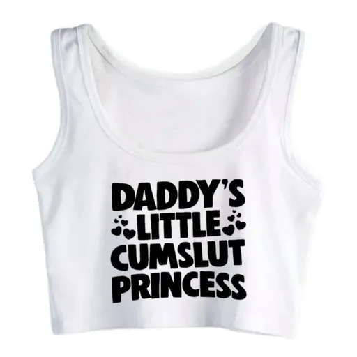 House Of Dasein Daddys Little Princess Novelty Crop Tank Top Bdsm Ddlg Shirt - White - M
