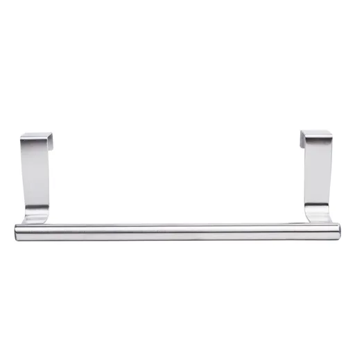 Modern Towel Bar with Hooks for Bathroom and Kitchen, Brushed Stainless Steel Towel Hanger Over Cabinet