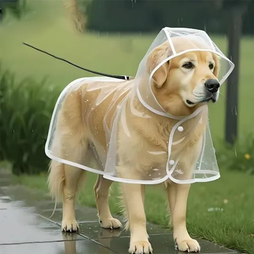 Adjustable Snap Button Dog Rain Poncho - Windproof Clear Cape for Small Dogs & Cats, Transparent Hooded Raincoat with Leash Hole for Walks - Green - Size S