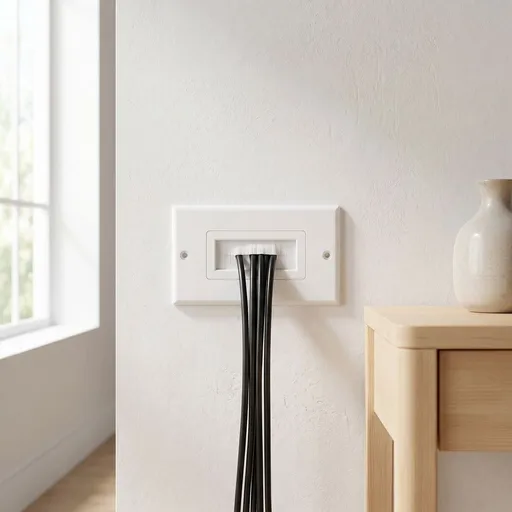 Durable ABS Brush Wall Plate for TV and Coaxial Cables in White