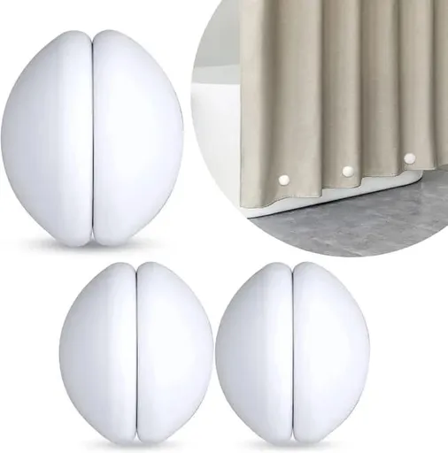 3-pack shower curtain magnets with silicone cover, rustproof and silent, prevents curtain from blowing up, 1.5 inches