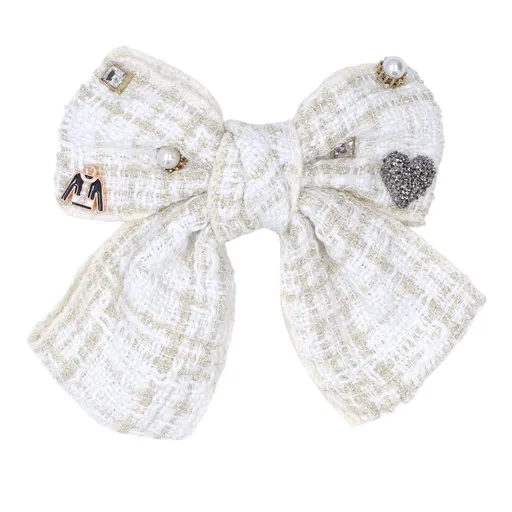 Bow cloth bow hair clip temperament rhinestone top spring clip hair accessories for girls' hair styling