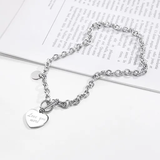 Hip Hop Necklace Zinc Alloy Twist Chain Unisex Peach heart iron chain circumference 41