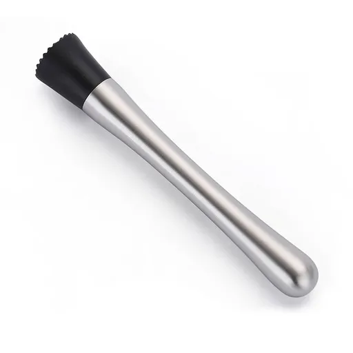 Stainless Steel Bar Mixer with Silicone Head,Ergonomic Thick Waist Muddling Tool for Mojito Fruit Drinks Drink Home Bar,Silver 8.7x2x2in