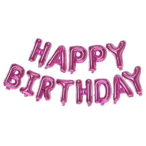 40Cm 3D Happy Birthday Letters Balloons Inflating Foil Banner Bunting Celebrate - Rose Red