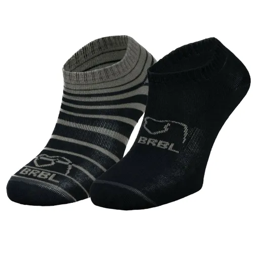 2pk BRBL Baloo Ankle Socks Low Cut MADE IN ITALY - Dark Grey/Mid Grey - L