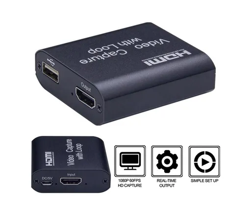 4K HDMI-compatible to USB2.0 High Clarity 1080P Video Capture Card Dongle for Game Live Streaming - Black