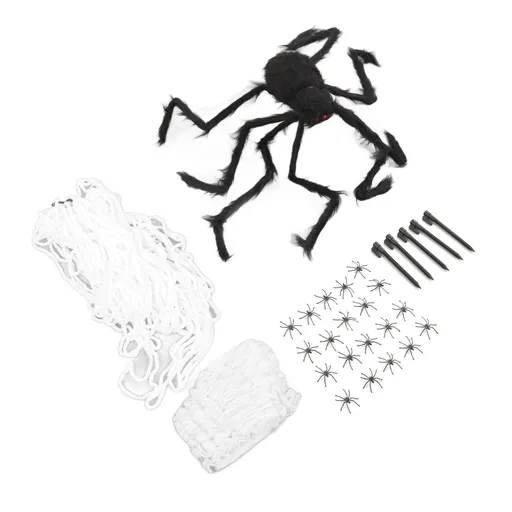Cobweb and Spider Terror Decoration Soft with 40g Cotton White and Black Spider Cobweb Props for Halloween