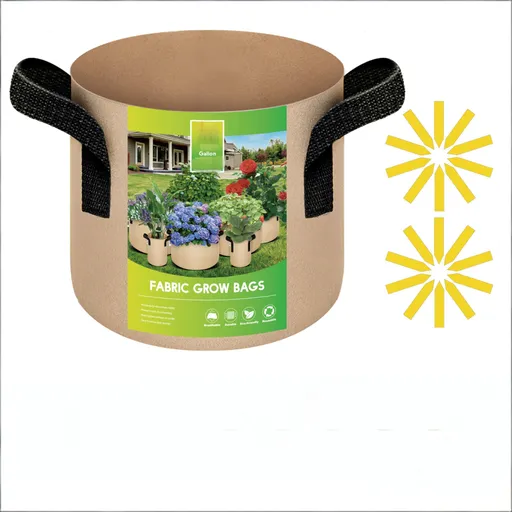 10-Pack 5-Gallon Fabric Grow Bags – Heavy-Duty Breathable Non-Woven Plant Pots with Handles for Vegetables, Herbs, Flowers (Camel)