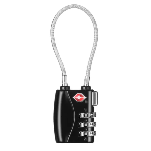 TSA Approved Luggage Locks, 3 Digit Cable Lock for Travel Baggage, Suitcase, Gym Lockers TSA Cable Lock, (Black)