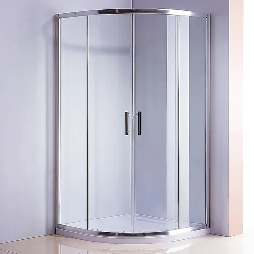 90x90cm Rounded Curved Shower Base in White, 450mm Radius