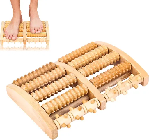 Wooden Foot Massager Reflexology Roller 27.3×18.5×5cm Natural Wood Improves Blood Circulation