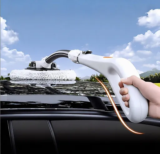 Car Wash Brush with Telescopic Handle – Large Grip, Bendable Head, and Two Brush Heads for Efficient Cleaning(white)
