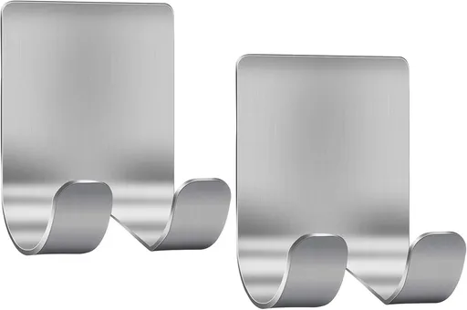 Razor Holder Shaver Hook Hanger Stand(2 Pack)Self Adhesive Stainless Steel Heavy Duty Utility Storage Hook,Shower Hook for Razor,Bathroom Kitchen Organizer for Plug Robe Towel Loofah Bathrobe Coat