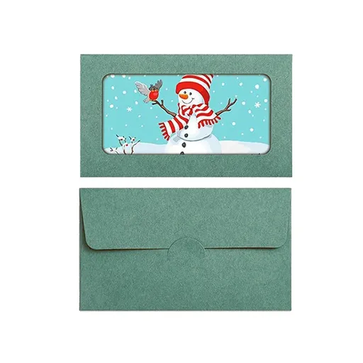 100PCS Small Kraft Paper Envelopes With Clear Window Self Seal Card Mailers - Green
