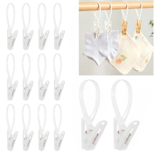 30 Pack Multi-Purpose Laundry Hooks, Plastic Hanging Clips with Rope Hanger Clips for Clothes Closet Organizer