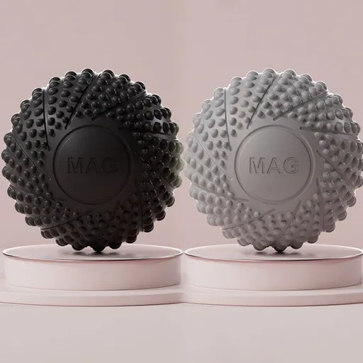 2-Pack Black and grey Spiky Fascia Massage Balls - Portable TPE Foot Arch Muscle Relaxer for Yoga Recovery Trigger Point Therapy
