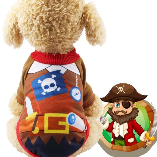 shine Pet Dog Cat Transformation Costume Cotton Hooded two-legged uniform pirate XS