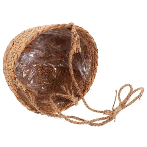 Suspending Woven Planter Basket Khaki Color Hanging Basket for Small Indoor Plants