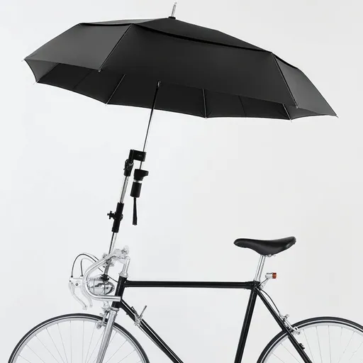 Bicycle Umbrella, Foldable offset umbrella, Double umbrella, for sunny or rainy days, With umbrella holder, for bicycles, Black
