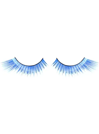 Winged Blue False Eyelashes with Tinsel Highlights