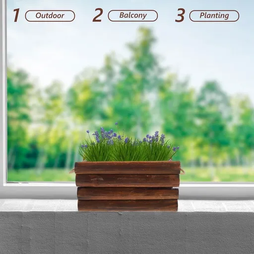 Wooden Planter Box Rustic Rectangle for Flowers and Succulents