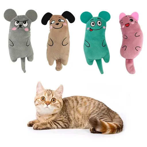 4 Pack Toys for Indoor Cats,Mice Toy Cat Chew Toys for Kittens and Cat Adults Plush Toy,Bite-Resistant Teeth Clean Chew Cat Toy