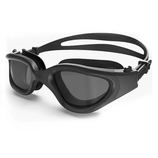 Adult Swimming Goggles Large Frame Anti-Fog UV Protection Silicone Waterproof Swim Glasses Mirrored Lens for Men and Women-Black