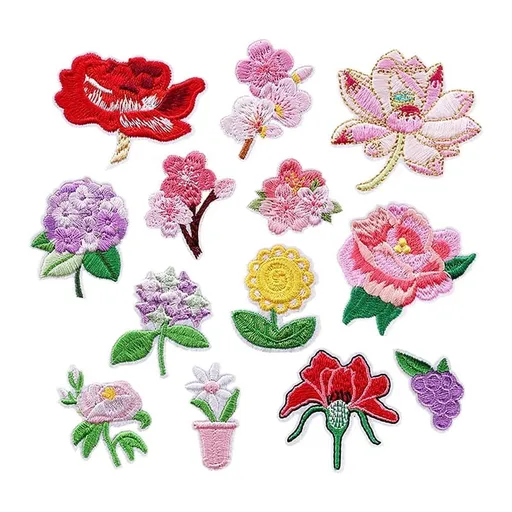 13 PCS Iron on Patches Flower Appliques Stickers, Embroidery Decorative Patches Applique Sew on Patches