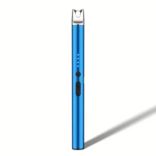 USB Rechargeable Arc Lighter, Compact Kitchen Tool with Flameless Plasma Windproof Design, Equipped with a 170mAh Lithium Polymer Battery, Perfect for Candles, Barbecues, and Travel Blue